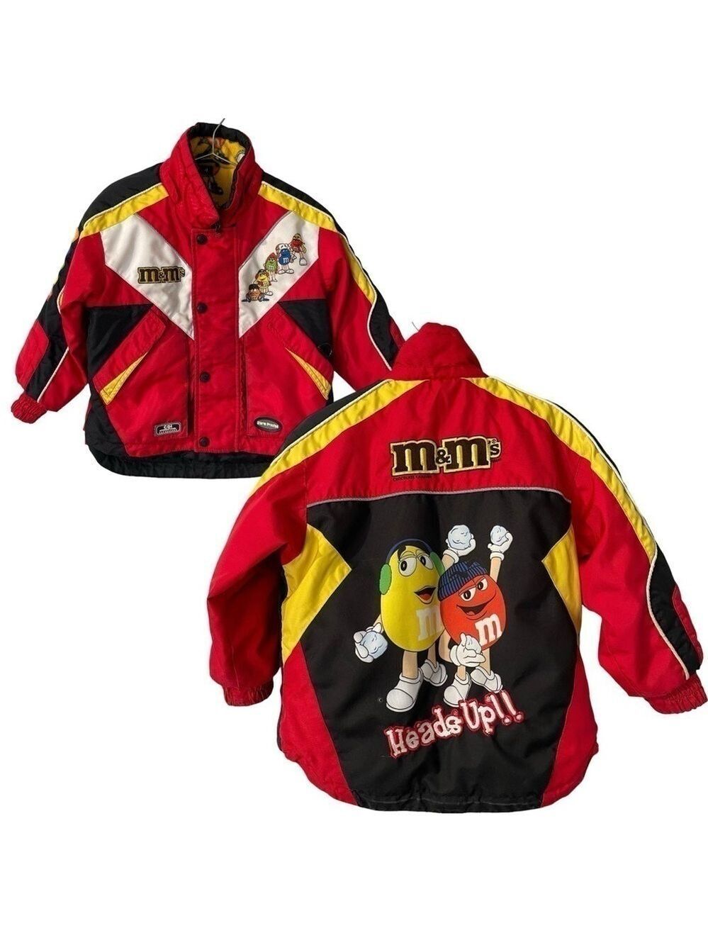 Choko M&M's Toddler Winter Jacket Sz 4 Red Yellow Nascar Racing Cool Novelty GUC